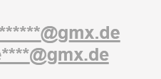 Screenshots zweier Emailadressen von Kolleg*innen, die keinen Wert auf Datenschutz und Branding legen. Die Emailadresse enden auf @gmx.de und nicht mit der eigenen Website-Domain.